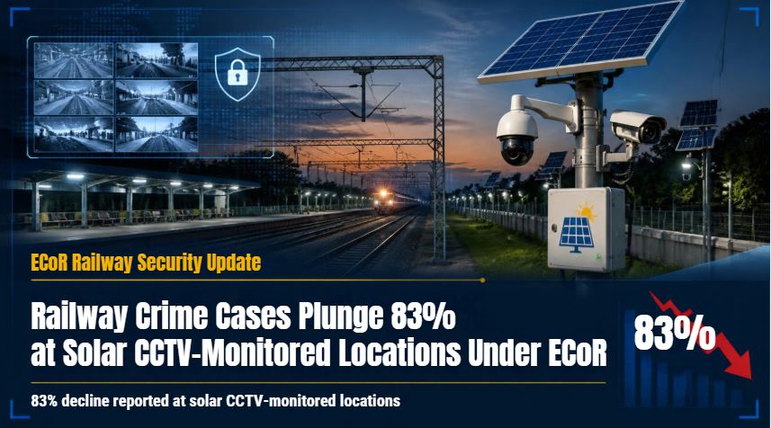 Railway Crime Cases Plunge 83% at Solar CCTV-Monitored Locations Under ECoR